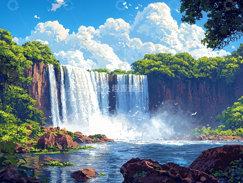 高清大图下载【趣麦麦图】梦幻般瀑布景色