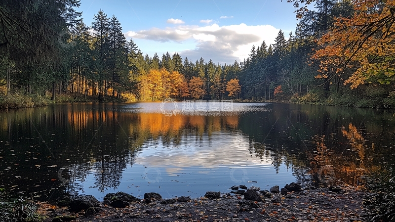 高清大图下载【趣麦麦图】秋日湖泊倒影