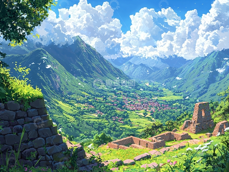 高清大图下载【趣麦麦图】山谷田园风光