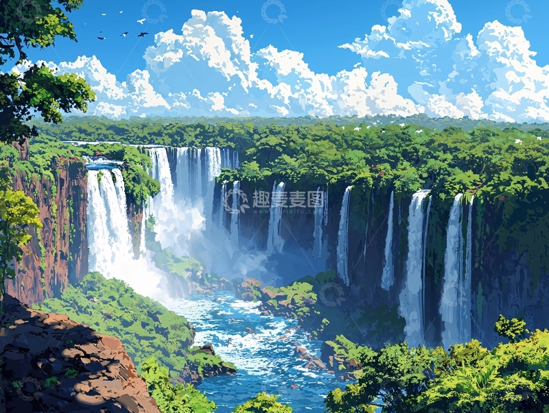 高清大图下载【趣麦麦图】伊瓜苏瀑布风景