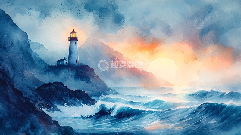 高清大图下载【趣麦麦图】暴风雨中的灯塔