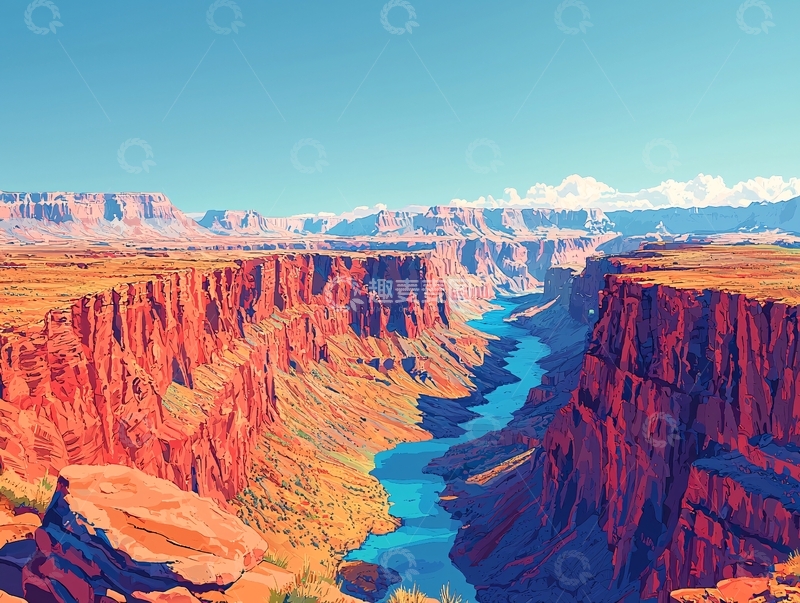 高清大图下载【趣麦麦图】峡谷河流壮丽景色