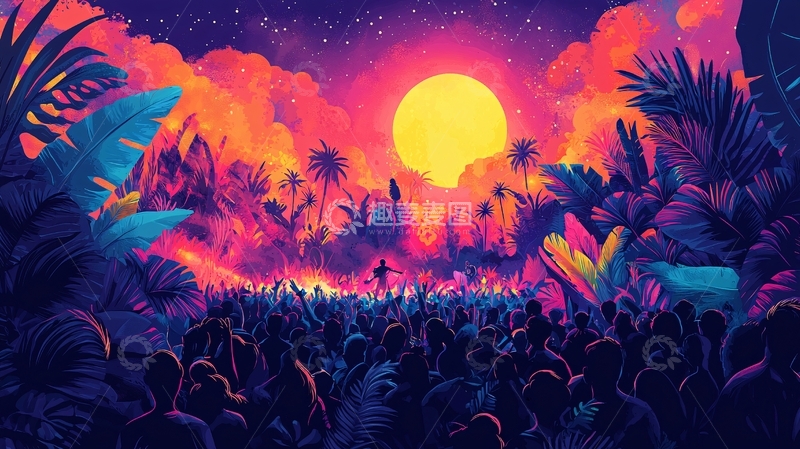 高清大图下载【趣麦麦图】热带夜晚音乐节盛况