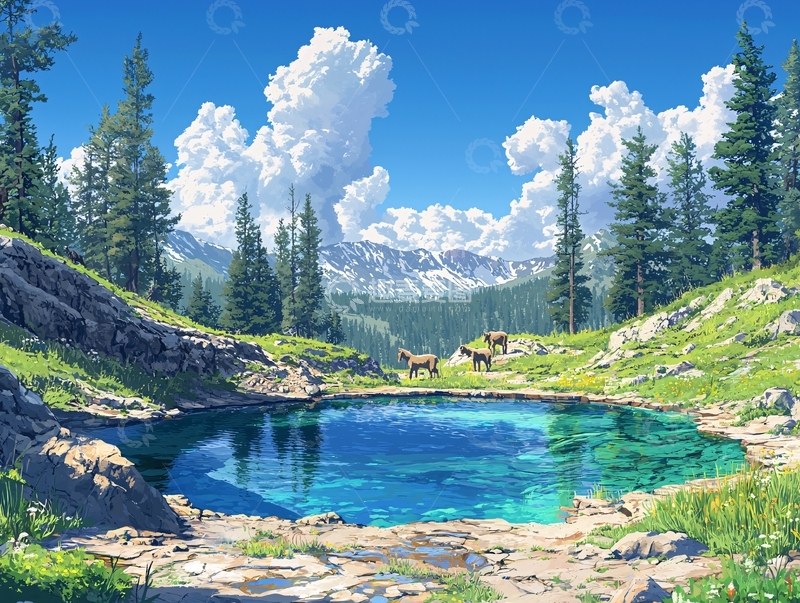 高清大图下载【趣麦麦图】高山湖泊