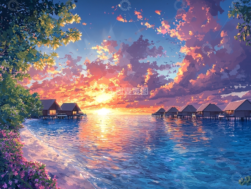 高清大图下载【趣麦麦图】海边日落