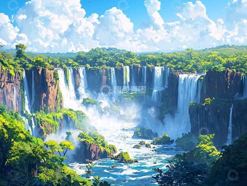 高清大图下载【趣麦麦图】伊瓜苏瀑布风景图
