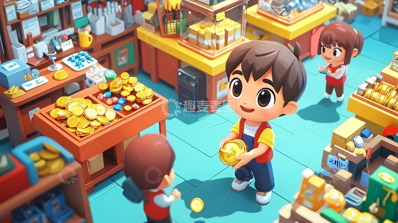高清大图下载【趣麦麦图】卡通超市