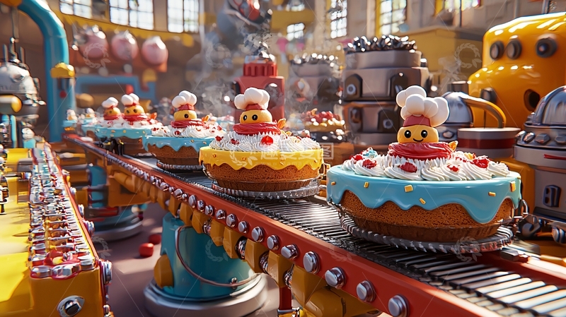高清大图下载【趣麦麦图】蛋糕流水线