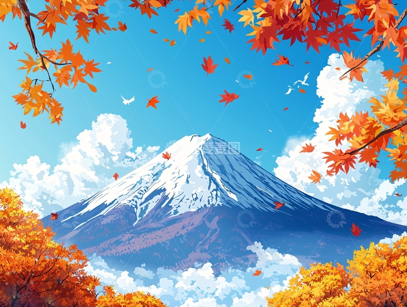 高清大图下载【趣麦麦图】富士山秋景