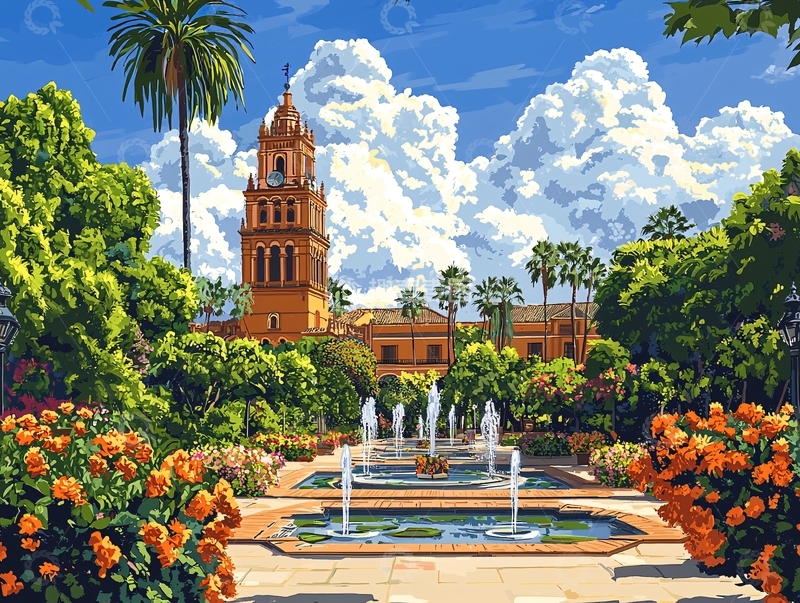 高清大图下载【趣麦麦图】西班牙花园景色