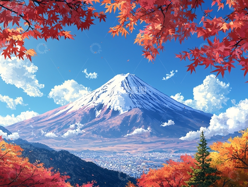 高清大图下载【趣麦麦图】秋日富士山