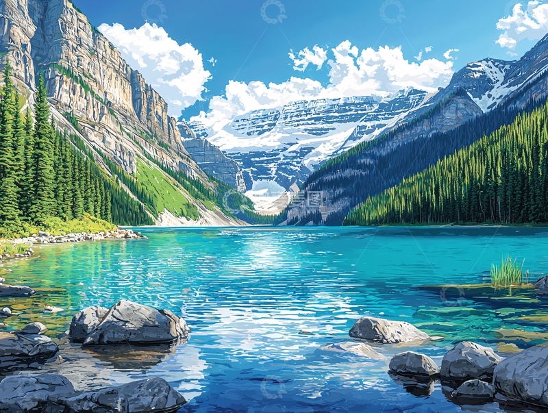 高清大图下载【趣麦麦图】冰川湖泊高山景色