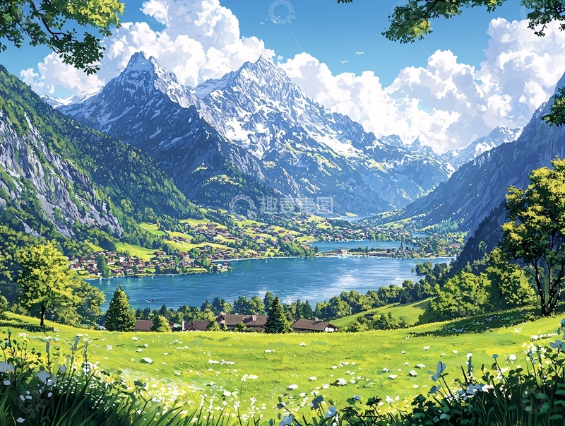高清大图下载【趣麦麦图】阿尔卑斯山脉风光