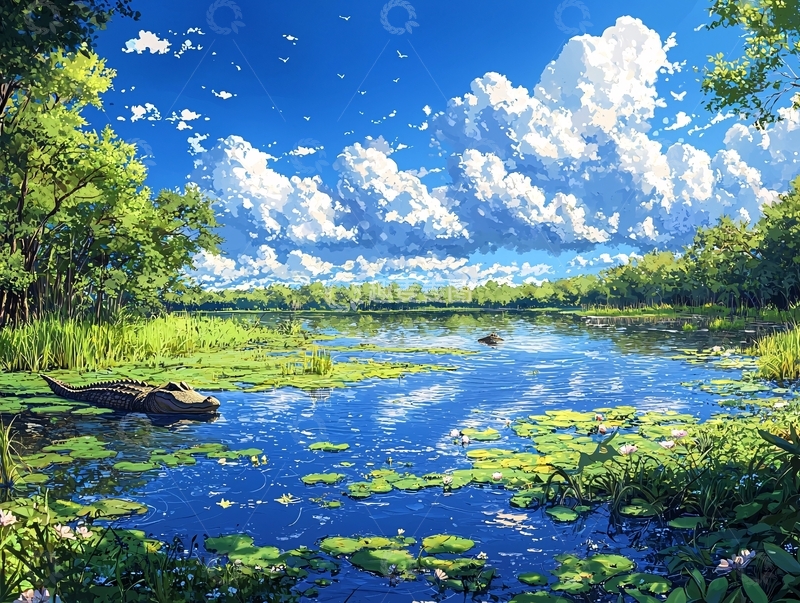 高清大图下载【趣麦麦图】阳光明媚的湖边风景