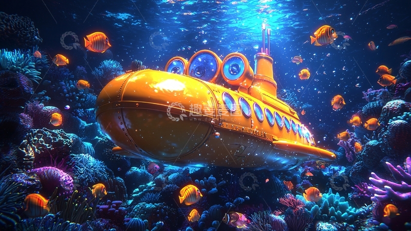 高清大图下载【趣麦麦图】黄色潜水艇