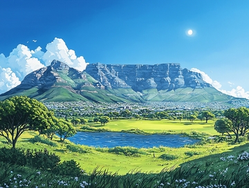 阳光明媚的桌山风景