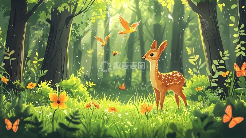 高清大图下载【趣麦麦图】森林小鹿
