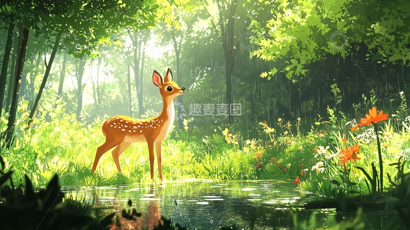 高清大图下载【趣麦麦图】森林小鹿