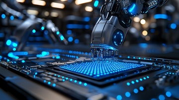 科技感机械臂操作芯片