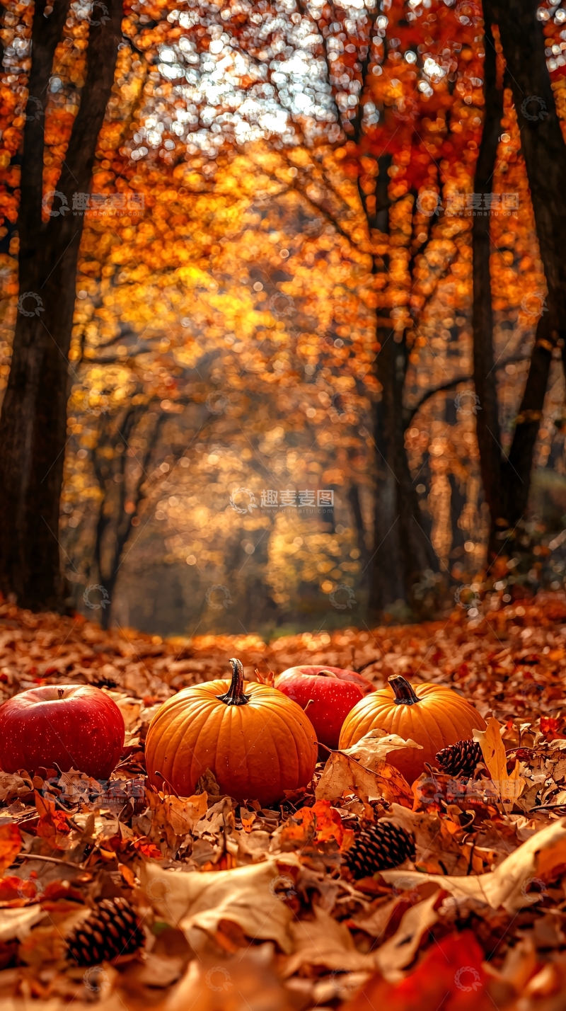 高清大图下载【趣麦麦图】秋季森林南瓜主题图片