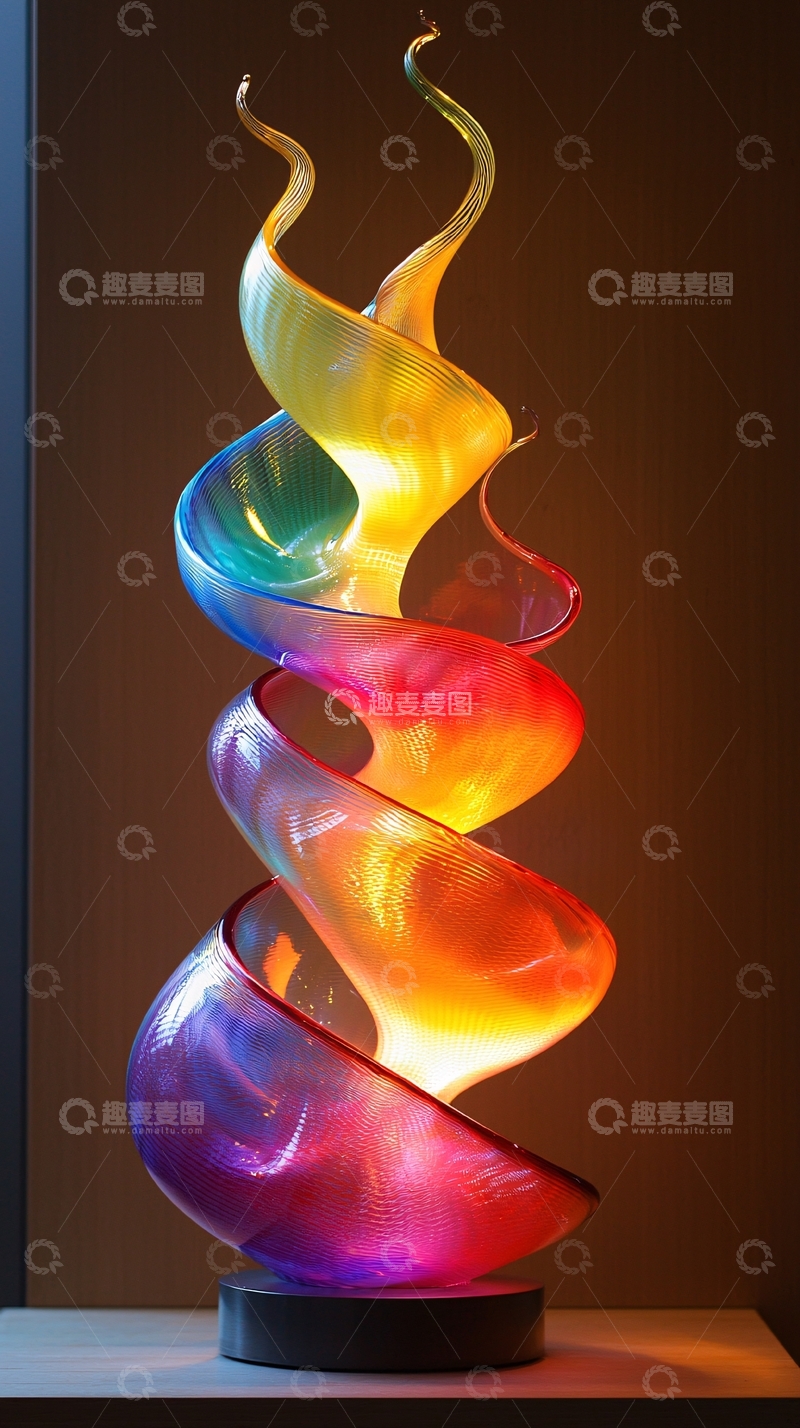 高清大图下载【趣麦麦图】彩色螺旋玻璃雕塑