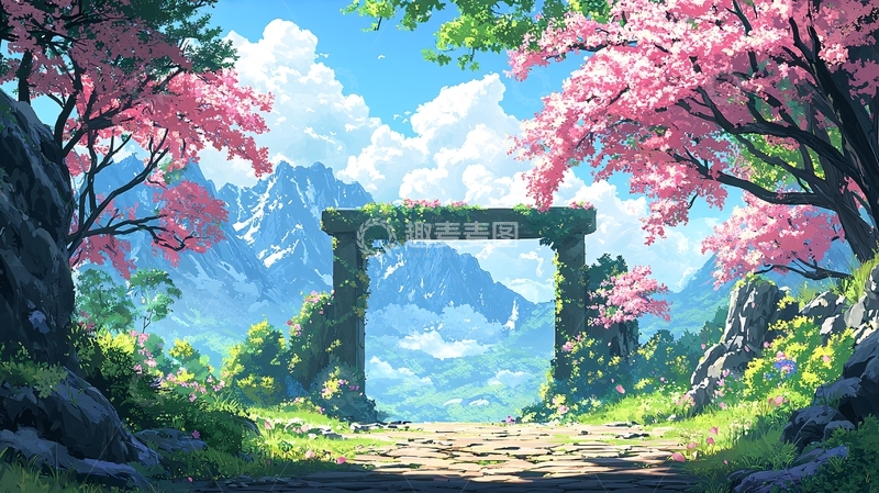 高清大图下载【趣麦麦图】动漫风格的自然景观