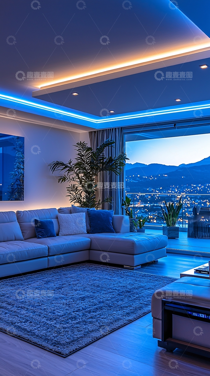 高清大图下载【趣麦麦图】现代风格客厅夜景