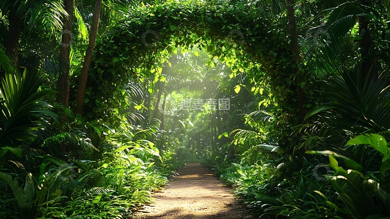 高清大图下载【趣麦麦图】绿意盎然的森林拱门