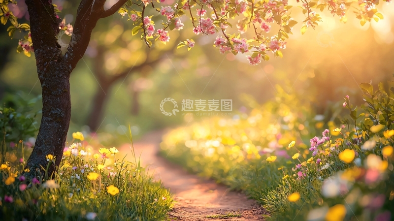 高清大图下载【趣麦麦图】阳光明媚的春日小径