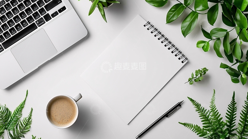 高清大图下载【趣麦麦图】办公桌面绿植笔记本电脑