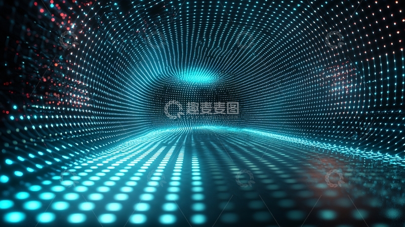 高清大图下载【趣麦麦图】科技感蓝色光点隧道