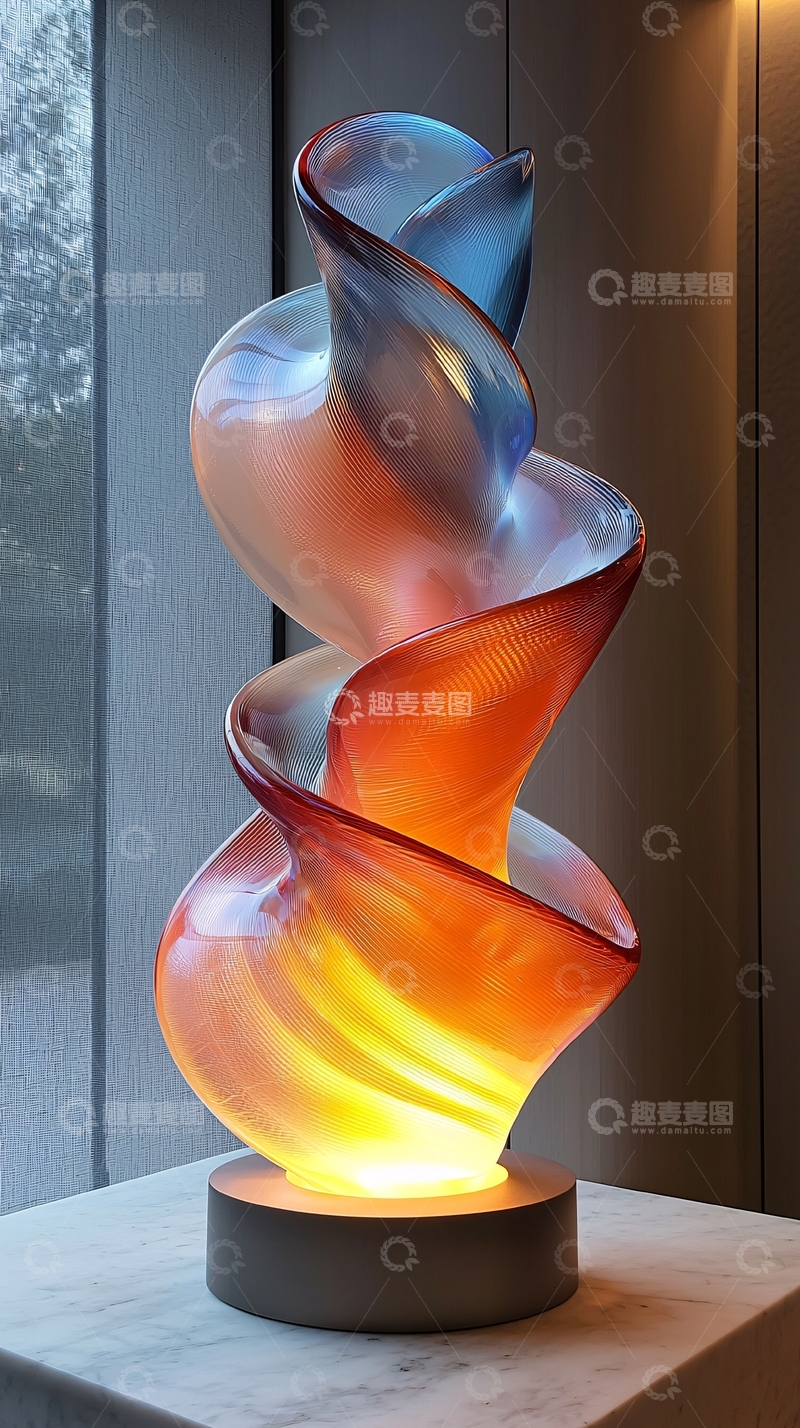 高清大图下载【趣麦麦图】螺旋形彩色玻璃灯