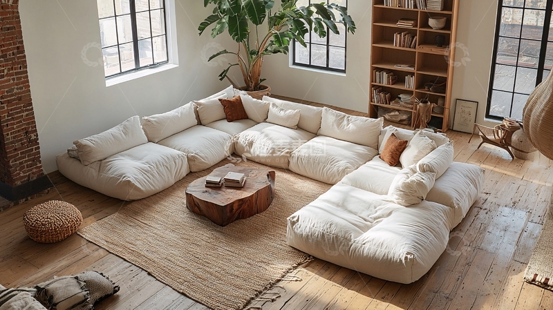 高清大图下载【趣麦麦图】米色模块沙发