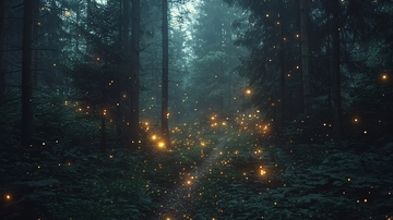神秘森林萤火虫之夜