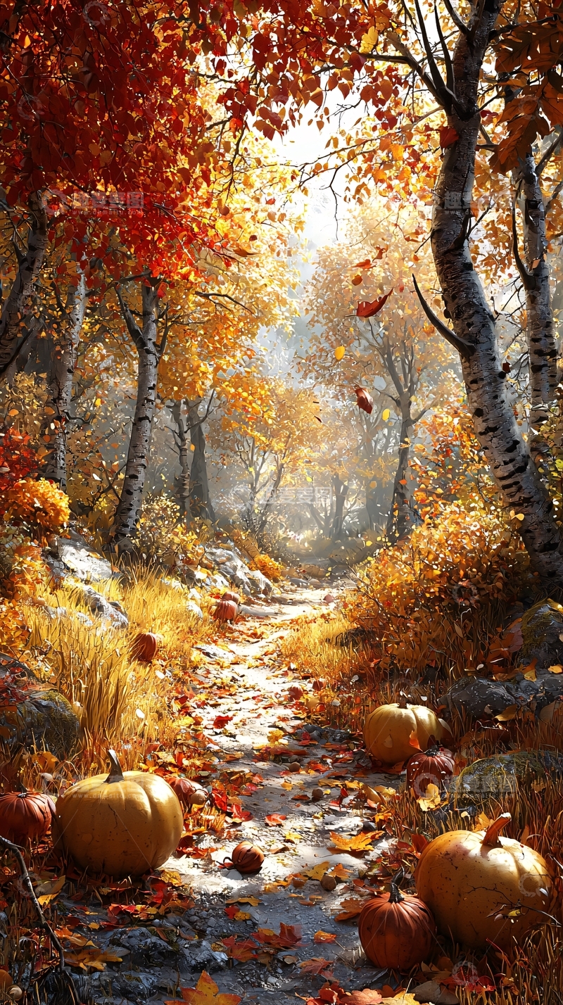 高清大图下载【趣麦麦图】秋日森林小径144