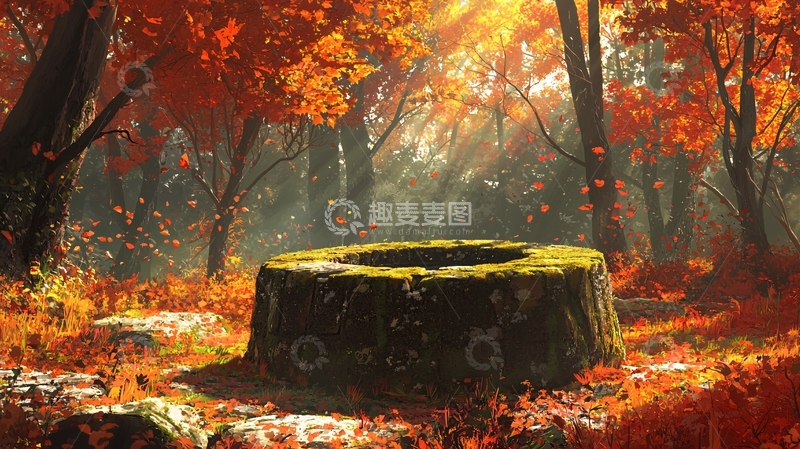 高清大图下载【趣麦麦图】秋日森林里的古老水井
