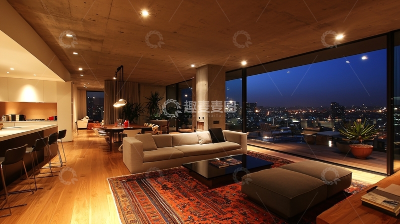 高清大图下载【趣麦麦图】现代简约城市夜景公寓
