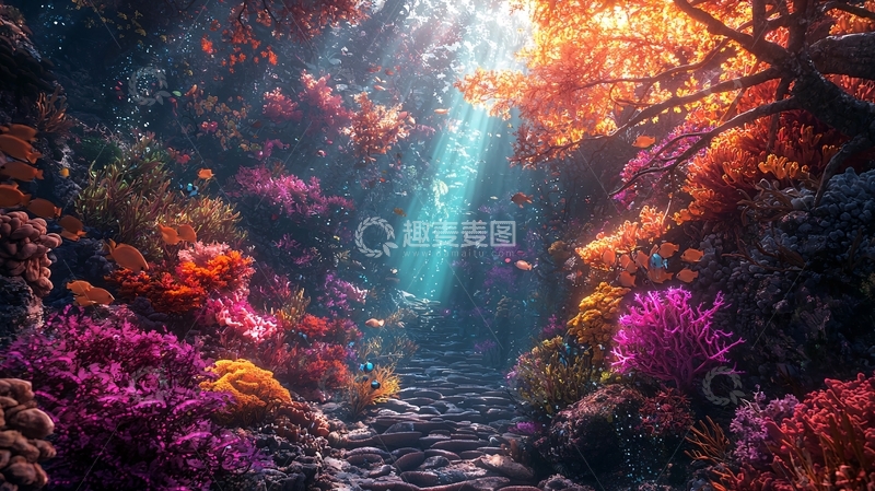 高清大图下载【趣麦麦图】绚丽的水下珊瑚森林