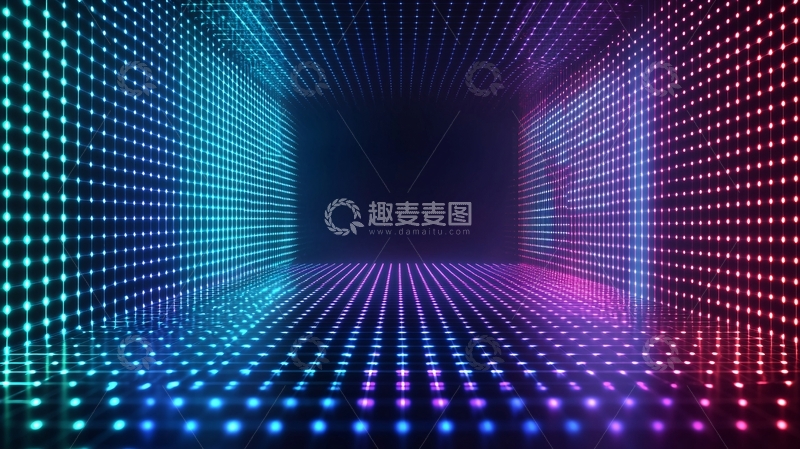 高清大图下载【趣麦麦图】蓝色紫色光点矩阵空间