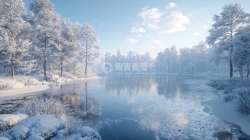 高清大图下载【趣麦麦图】冰雪覆盖的湖面