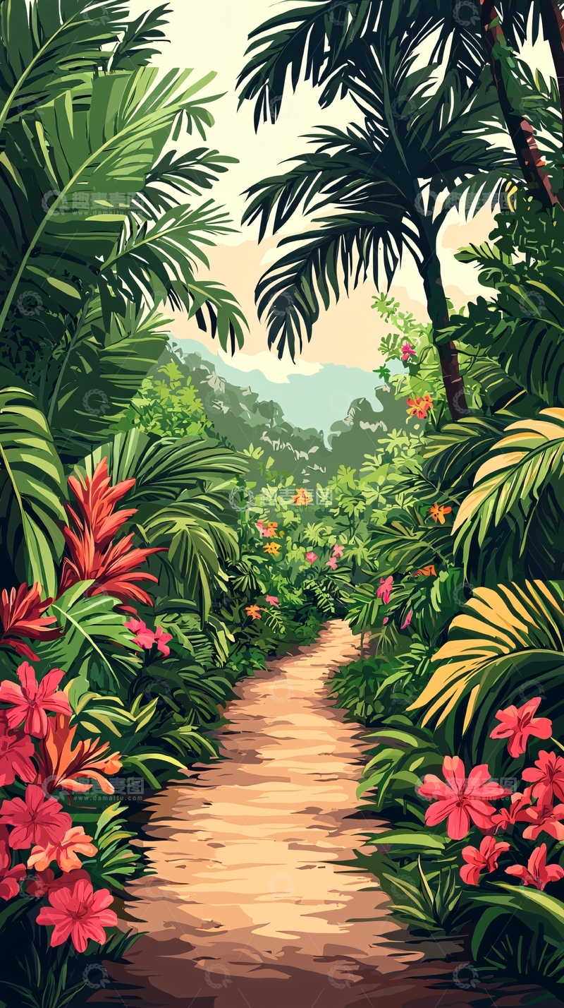 高清大图下载【趣麦麦图】热带植物小径