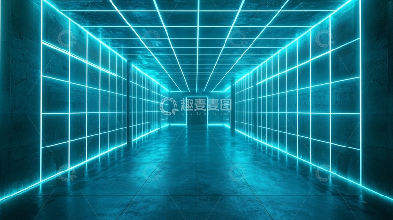 高清大图下载【趣麦麦图】霓虹灯管组成的未来通道
