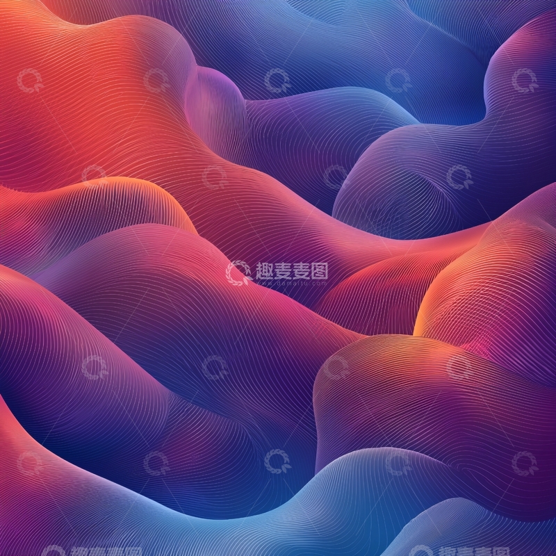 高清大图下载【趣麦麦图】抽象渐变曲线背景