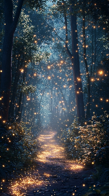 梦幻森林小路夜光点点