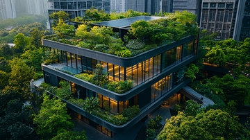 绿色屋顶的现代建筑