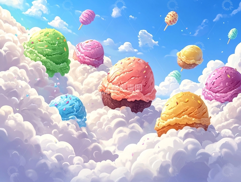 高清大图下载【趣麦麦图】天空中的冰淇淋