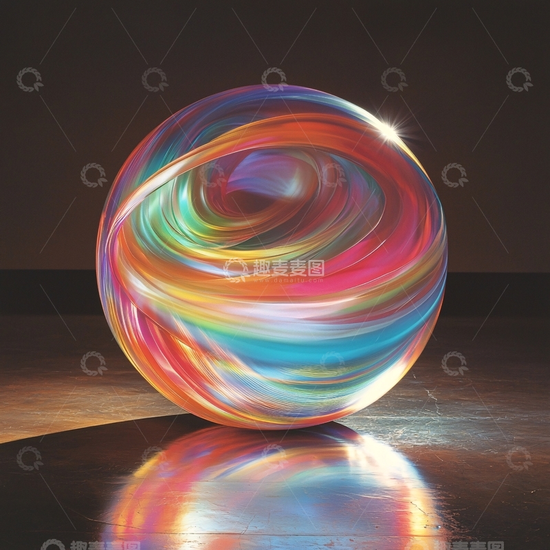 高清大图下载【趣麦麦图】彩色光晕旋转的球体