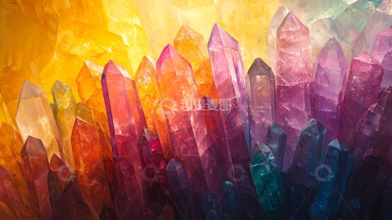 高清大图下载【趣麦麦图】彩色晶体簇高清图片