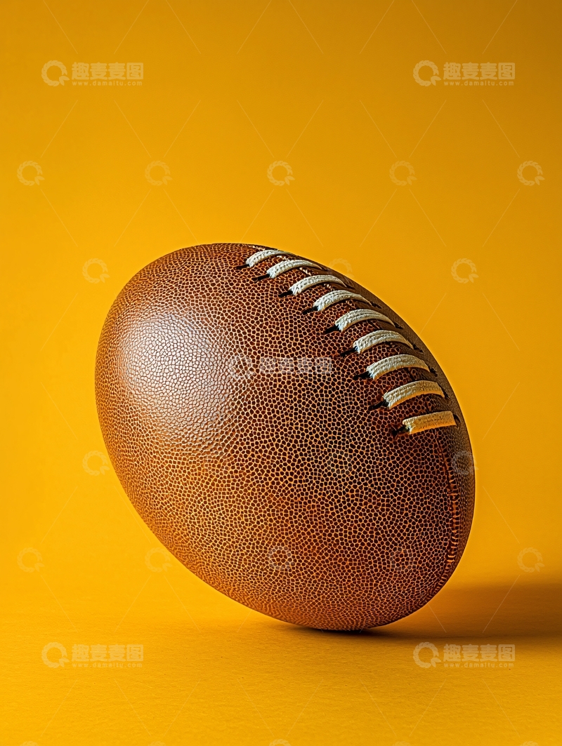 高清大图下载【趣麦麦图】棕色橄榄球在黄色背景上