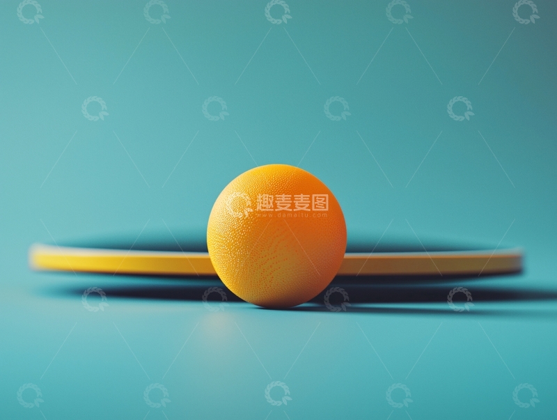 高清大图下载【趣麦麦图】乒乓球拍与橙色乒乓球